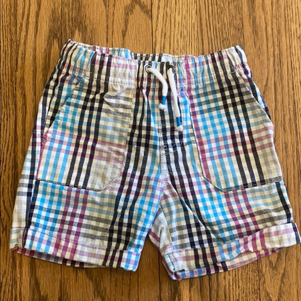 Elastic waist drawstring shorts plaid toddler boys